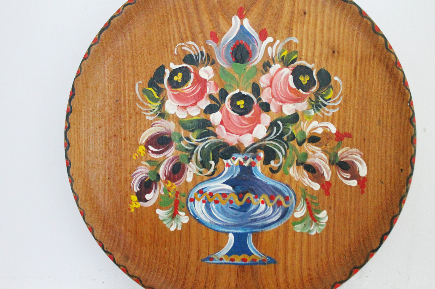 Vintage decorative wooden wall plate 29 cm - 11.4 inches. Made in Germany - vintage plate - vintage wall plate - 1980