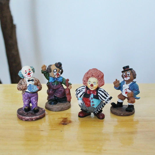 Set of four vintage solid clay figurines - Clowns - 2.8 inches each - Germany statue - vintage Germany clay vintage figurine - 1970-80s