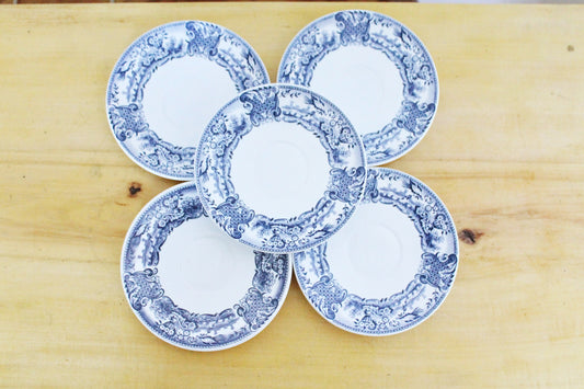 Set of 5 Germany vintage ceramic saucers  - made in Germany - beautiful ceramic saucers  - 1980s