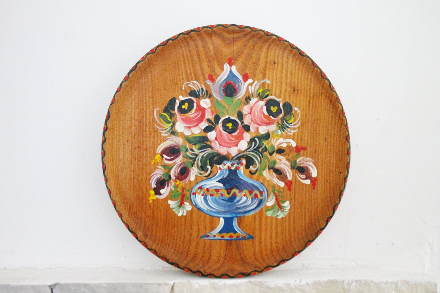 Vintage decorative wooden wall plate 29 cm - 11.4 inches. Made in Germany - vintage plate - vintage wall plate - 1980