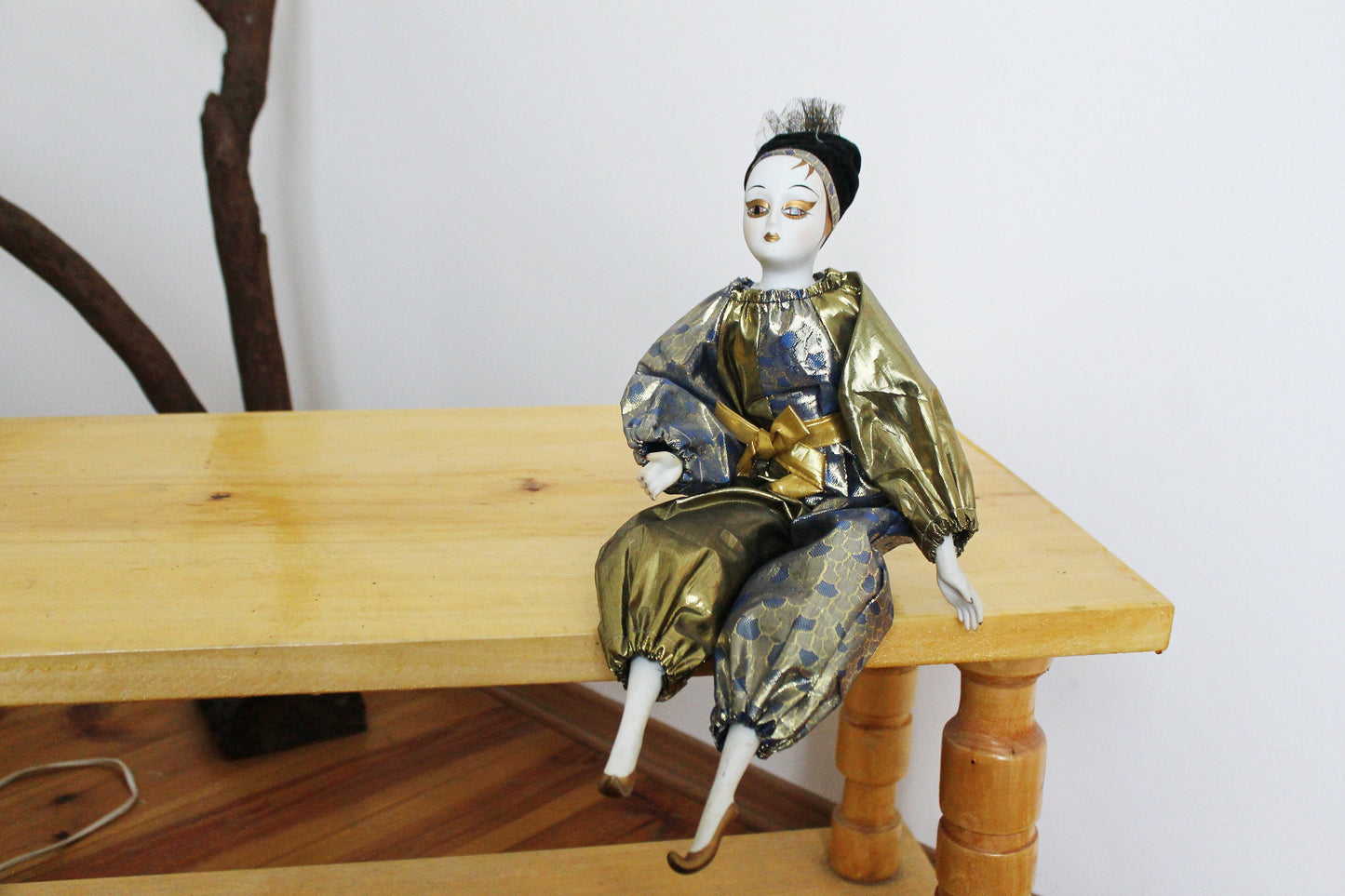 Vintage porcelain Venetian doll - Harlequin1 - 16 inches- collectible doll - porcelain doll - decor doll - 1980s