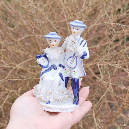 Vintage Porcelain Musicians couple - Germany porcelain figurine - vintage decor - Germany vintage - later 1980s