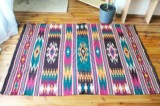 Vintage USSR big wool carpet - Traditional Ukrainian carpet - 85 inches - Bedspread, wool cover, old carpet, rug - Wall Hanging Rug