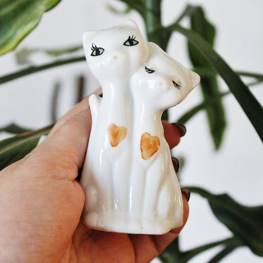 Vintage porcelain small Cats vase 3.8 inches - made in Germany  - mini vase - cute vintage mini vase - 1980s