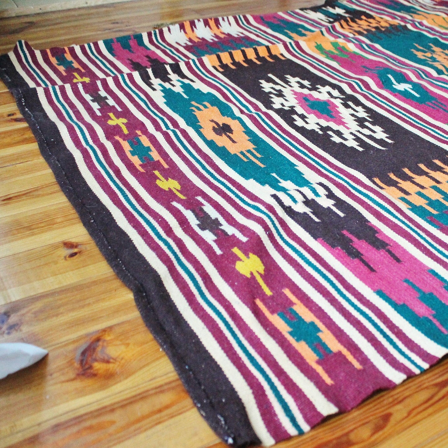 Vintage USSR big wool carpet - Traditional Ukrainian carpet - 85 inches - Bedspread, wool cover, old carpet, rug - Wall Hanging Rug