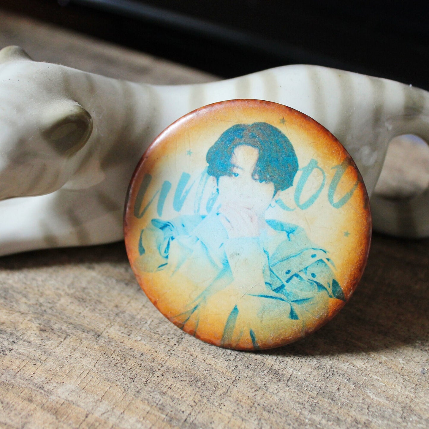 Vintage pin badge 2.2 inches - vintage plastic badge - 1990s
