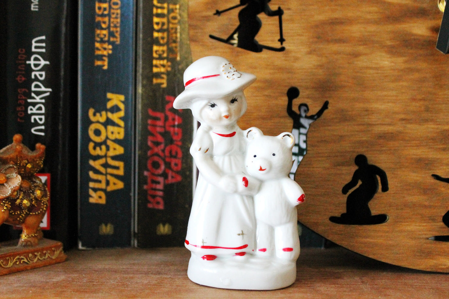 Vintage Porcelain Little girl with bear - Germany porcelain figurine - vintage decor - Germany vintage - later 1980s