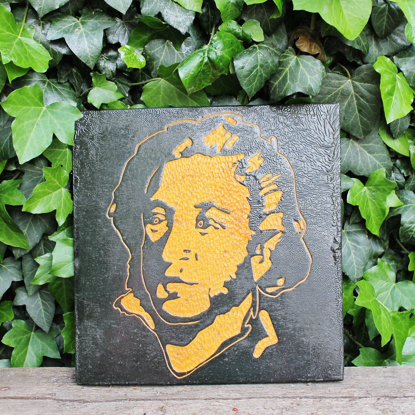Vintage USSR wall decor picture - wooden picture - Oleksandr Pushkin - 1970s