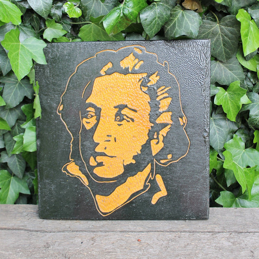 Vintage USSR wall decor picture - wooden picture - Oleksandr Pushkin - 1970s