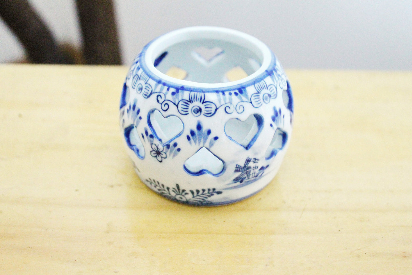 Vintage ceramic small Candle holder - Holland style candle holder - 3.1 inches - Germany vintage - 1980s