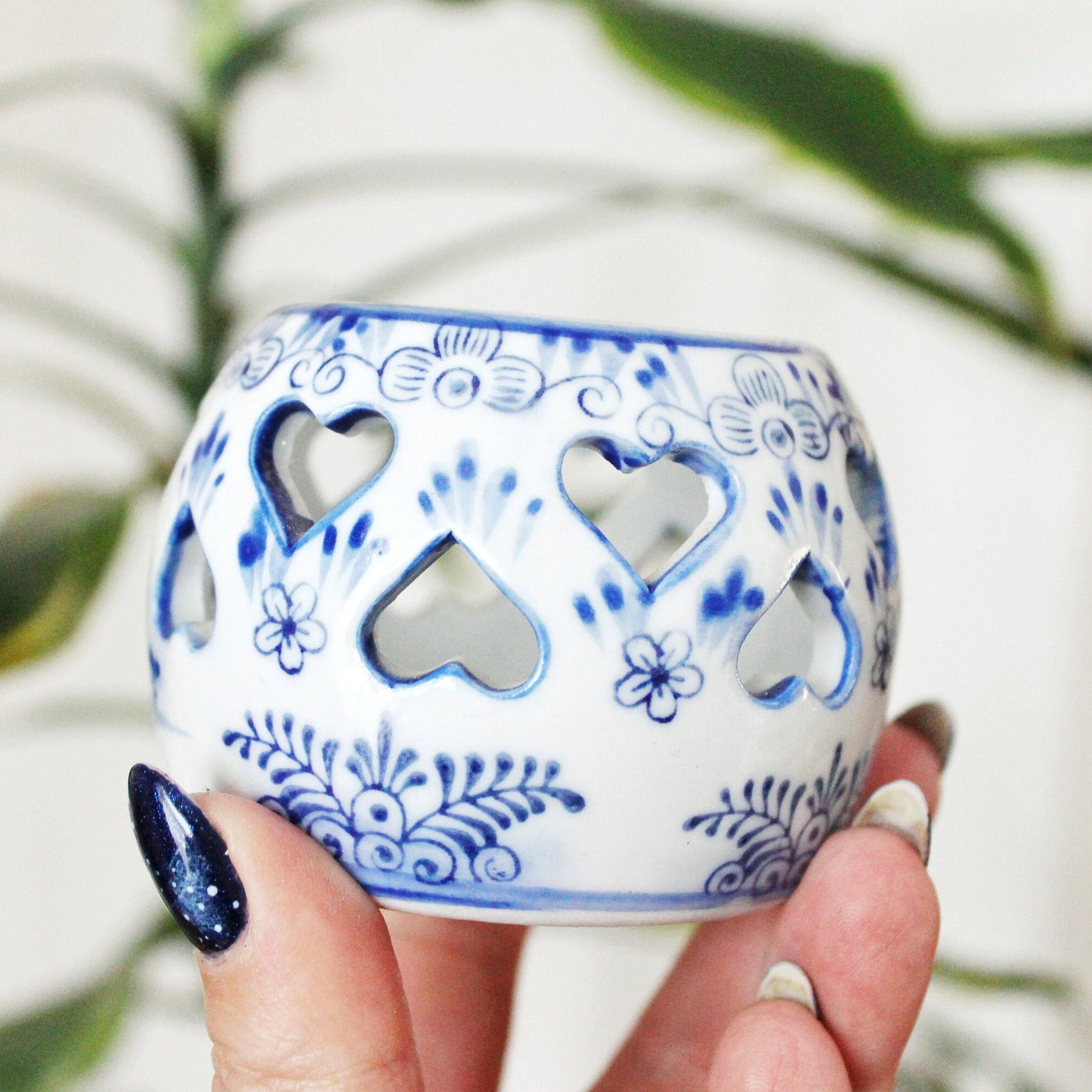 Vintage ceramic small Candle holder - Holland style candle holder - 3.1 inches - Germany vintage - 1980s