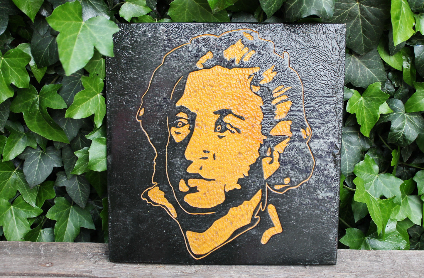 Vintage USSR wall decor picture - wooden picture - Oleksandr Pushkin - 1970s