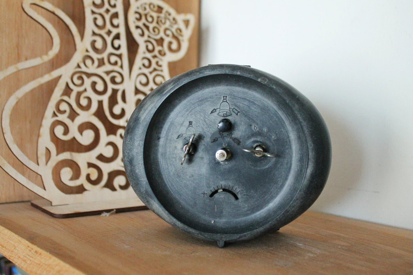 Yantar - Shabby chic black Vintage Rare Alarm Clock - Soviet Mechanical Alarm Clock - Home Decor - Vintage Decor