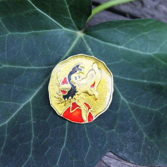 Vintage soviet USSR yellow pin badge - Wolf - Nu pogodi - cartoon character - USSR pin - vintage soviet badge - 1980s