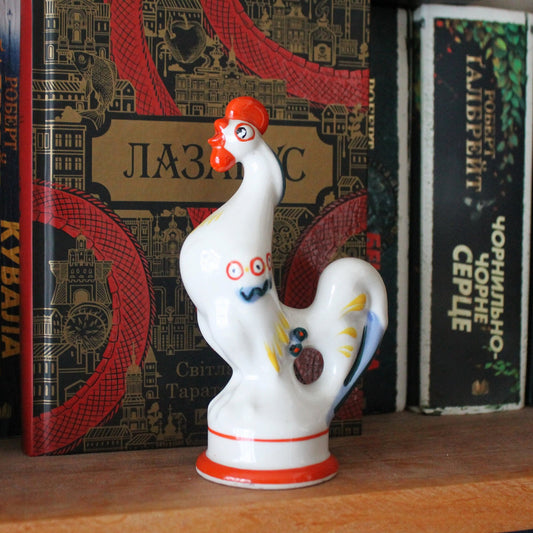 Vintage  Cockerel Rooster Porcelain Figurine USSR - Gorodnitsky Porcelain Factory - 1960s