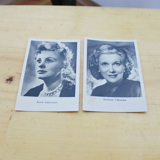 Set of 2 Vintage postcards with soviet actors - USSR - Soviet - collectible Cards - 6