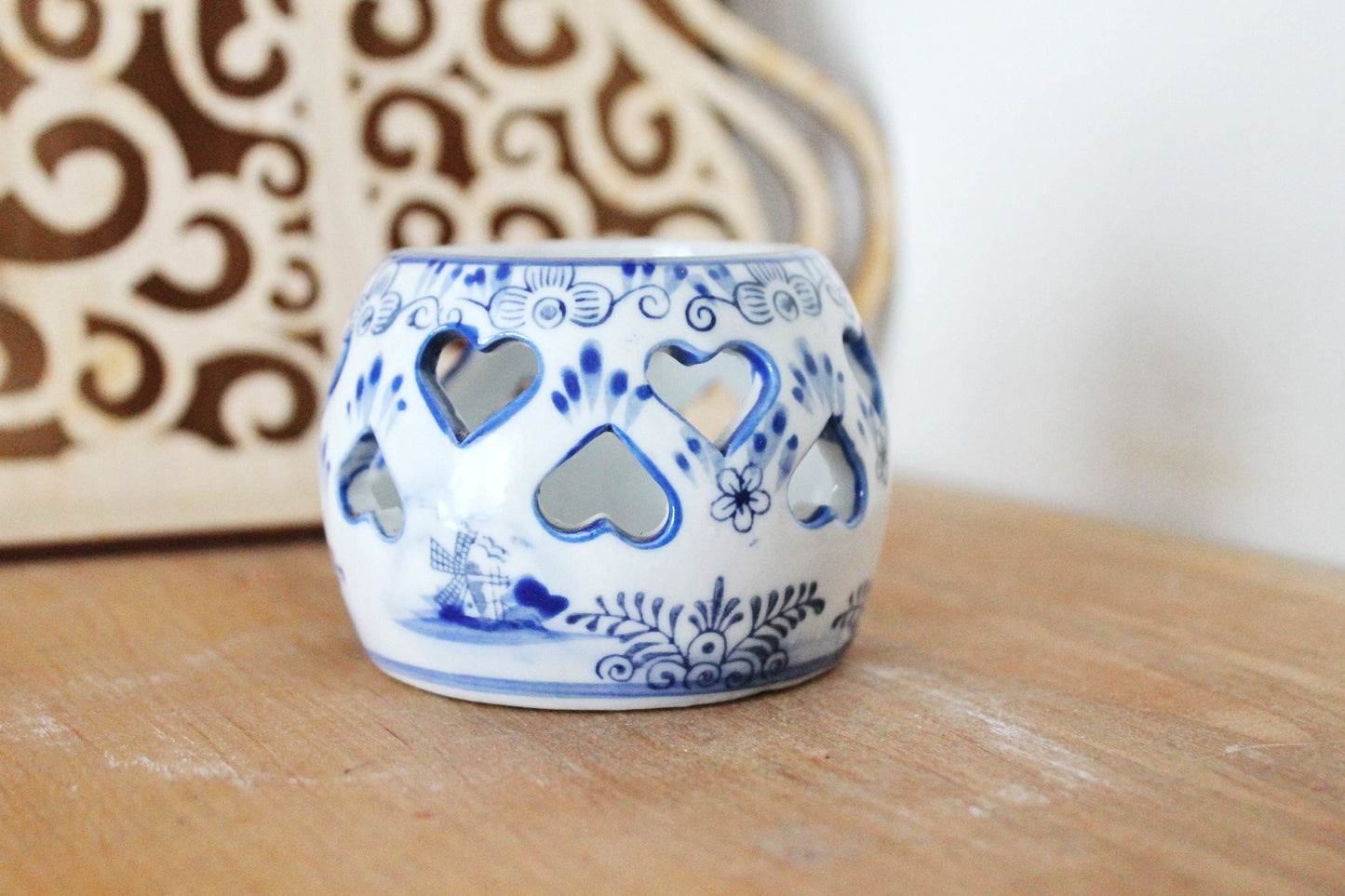 Vintage ceramic small Candle holder - Holland style candle holder - 3.1 inches - Germany vintage - 1980s