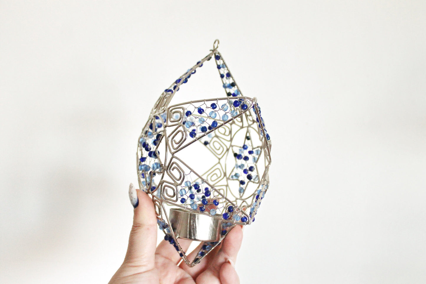 Star vintage shabby chick hanging Candle holder for one tealight candle - 7.9 inches - Germany vintage - 1980s