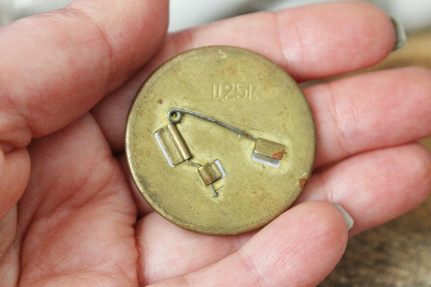 Soviet round pin badge 1.5 inches - Hockey - made in USSR, 1970s