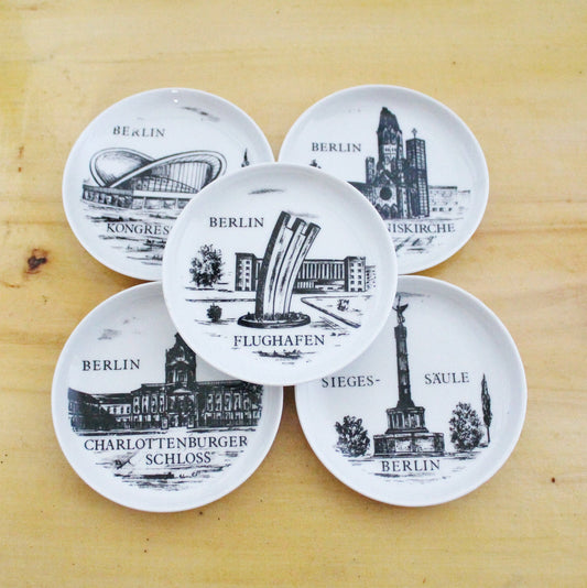 Vintage decorative Edelstein Bavaria porcelain plates - Berlin. Made in Germany. Set of 5 - 1990