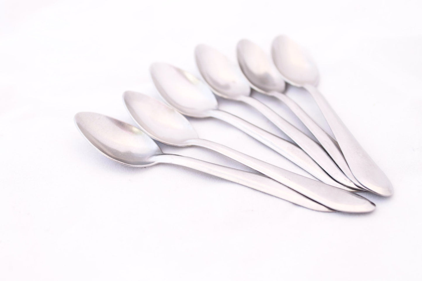 Set of 6 Soviet Vintage Coffee Spoons, Flatware 1980s, Made in USSR. Stainless steel