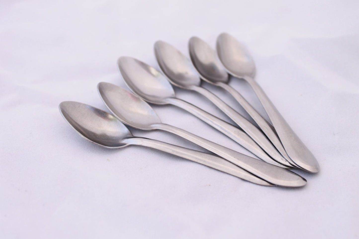 Set of 6 Soviet Vintage Coffee Spoons, Flatware 1980s, Made in USSR. Stainless steel