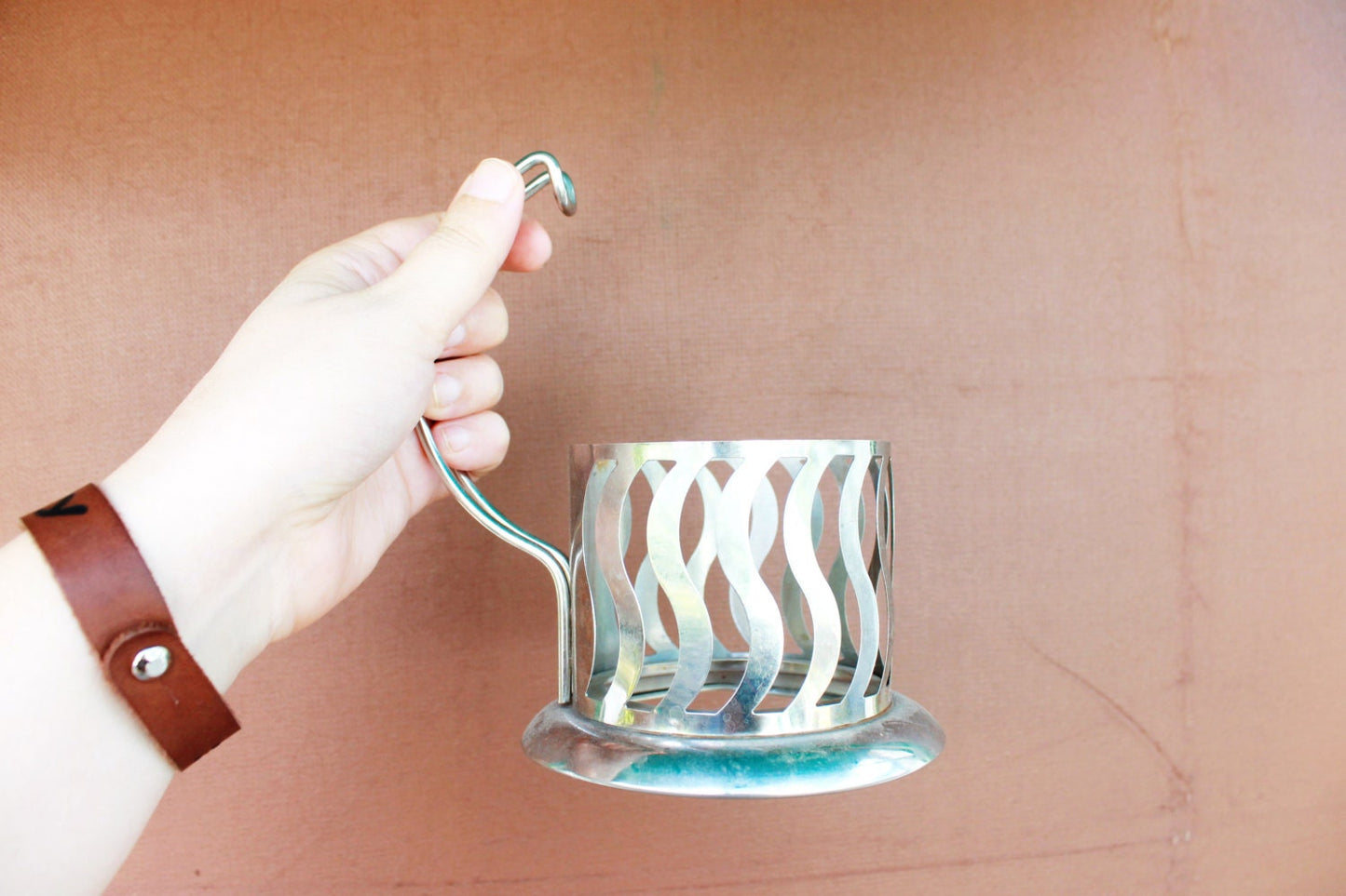 BIG Vintage Tea Glass Holder - Ukrainian vintage - 1980s