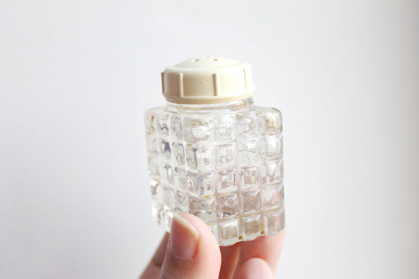 Vintage Soviet Era Cut Glass Salt Shaker - Soviet kitchen - USSR 1970s