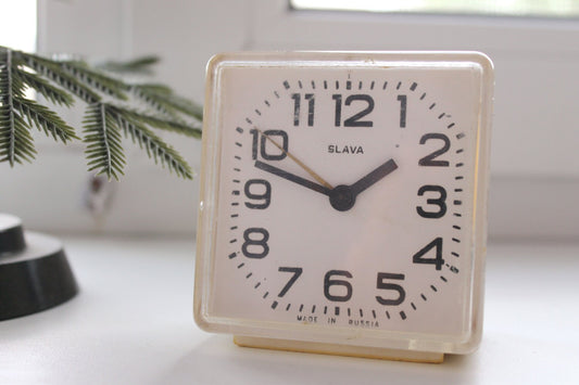 SLAVA - Shabby chic Vintage Rare Alarm Clock - Soviet Mechanical Alarm Clock - Home Decor - Vintage Decor