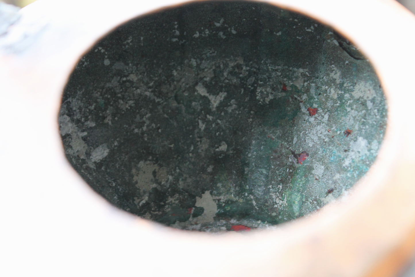 Antique Copper Pouring Can Garden Decor | Rustic Outdoor Decorative Object with Spout | Aged Patina Metal Accent