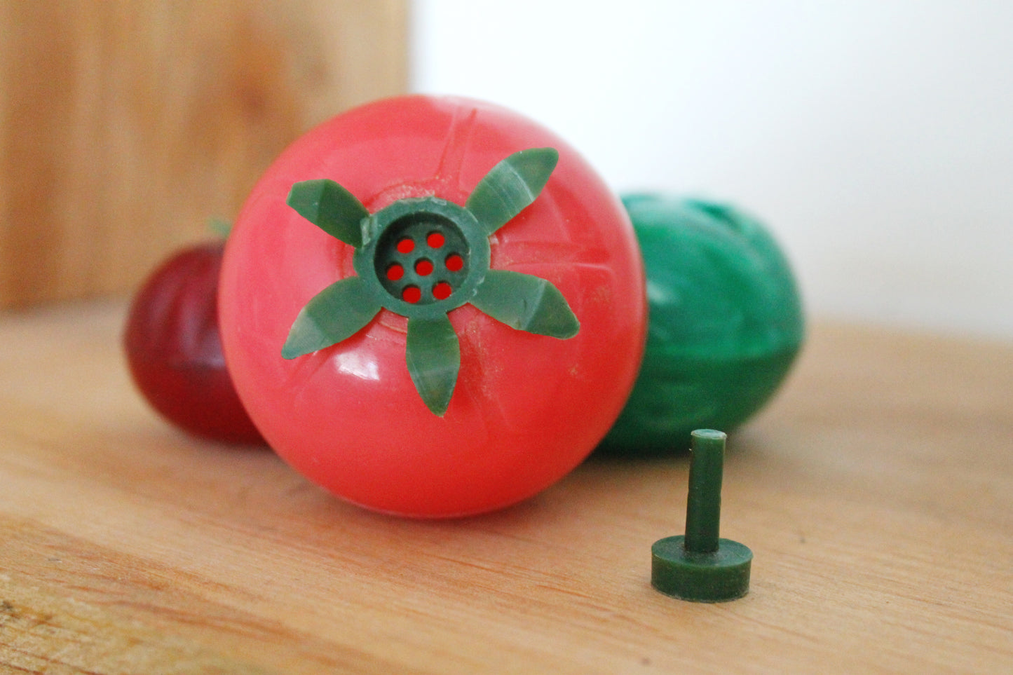 Vegetable Salt & Pepper Shakers - set of 3 - Cute Soviet Vintage Tomato Picnic Travel Set - Ukrainain USSR Kitchen