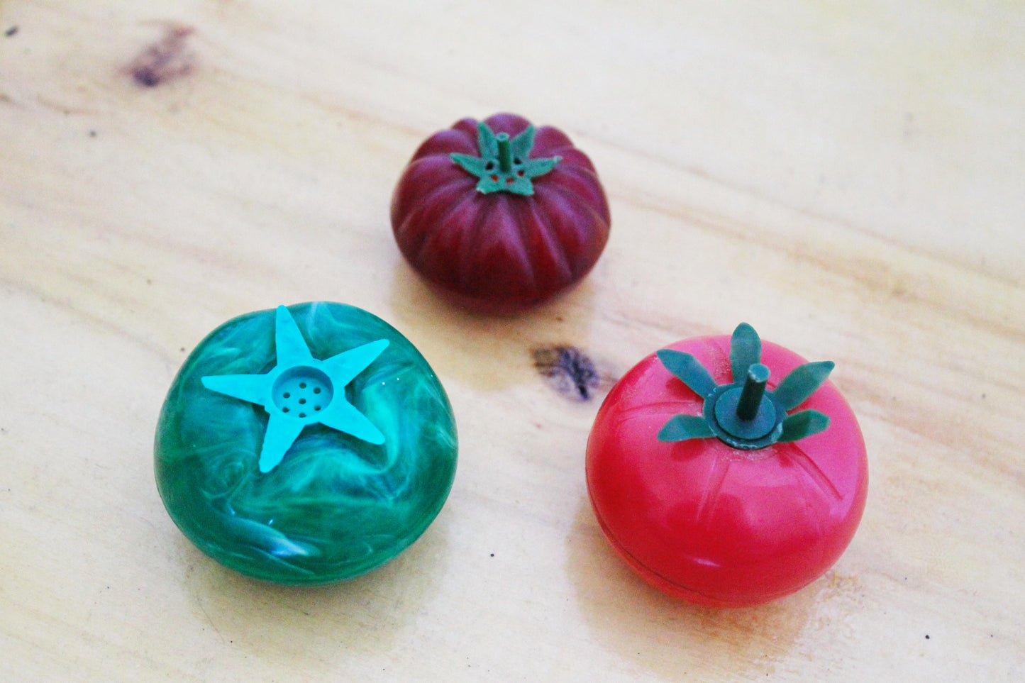 Vegetable Salt & Pepper Shakers - set of 3 - Cute Soviet Vintage Tomato Picnic Travel Set - Ukrainain USSR Kitchen