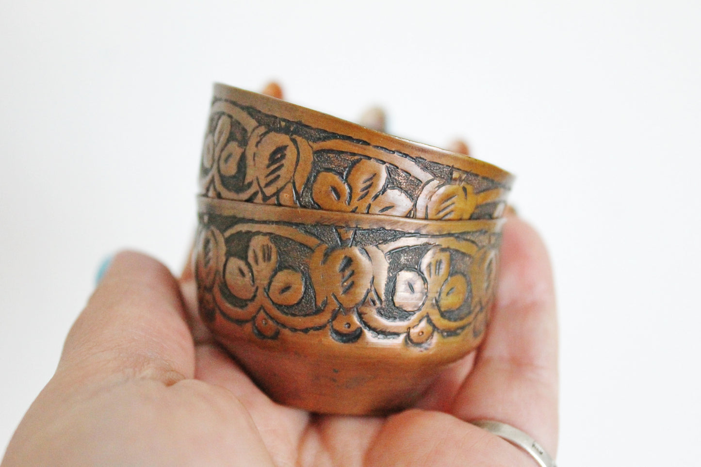 Set of two Vintage Rustic Copper Cups - Vintage Shot Cup - 1970s-1980s