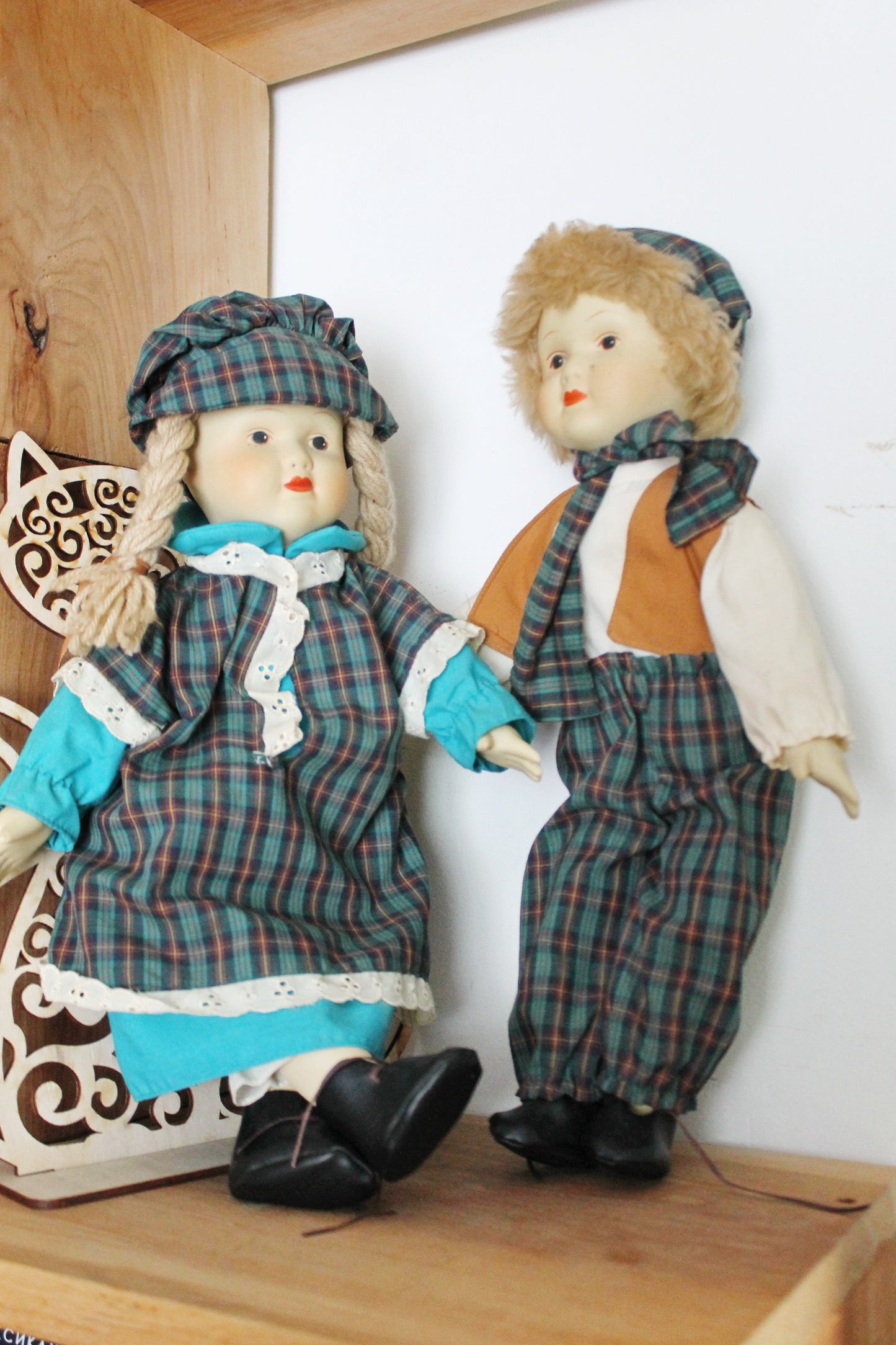 Set of two cute Sister and Brother porcelain dolls 15.7 inches - Germany vintage doll - Collectible doll - 1970s