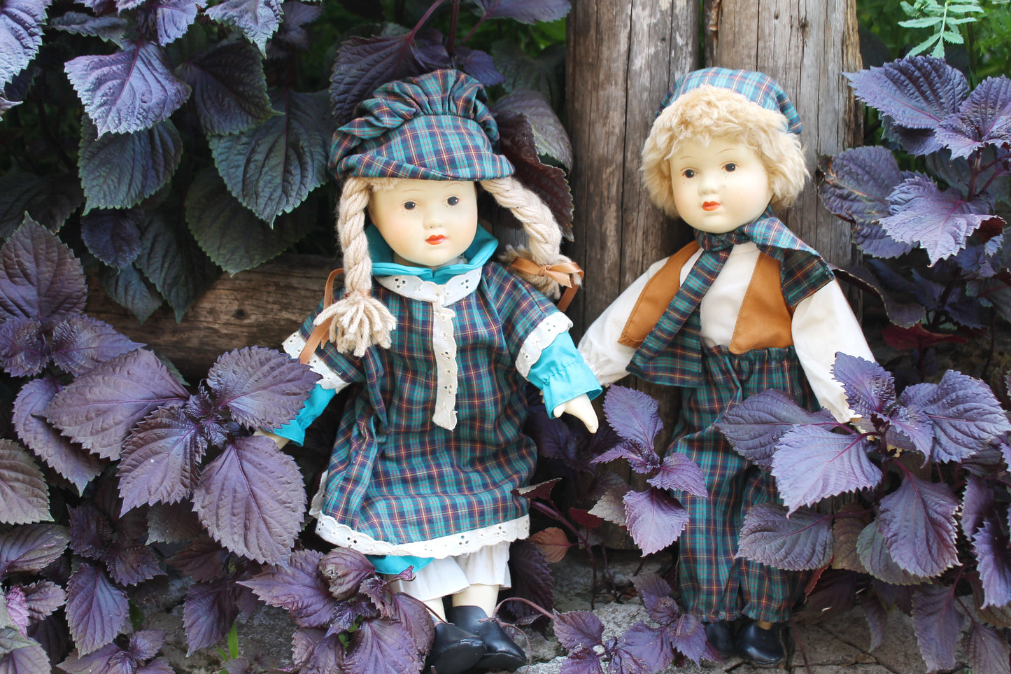 Set of two cute Sister and Brother porcelain dolls 15.7 inches - Germany vintage doll - Collectible doll - 1970s