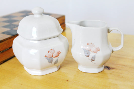 Porcelain Romania Set of Сreamer and Sugar Bowl - Apulum porcelain - Vintage porcelain - Made in Romania - 1970s