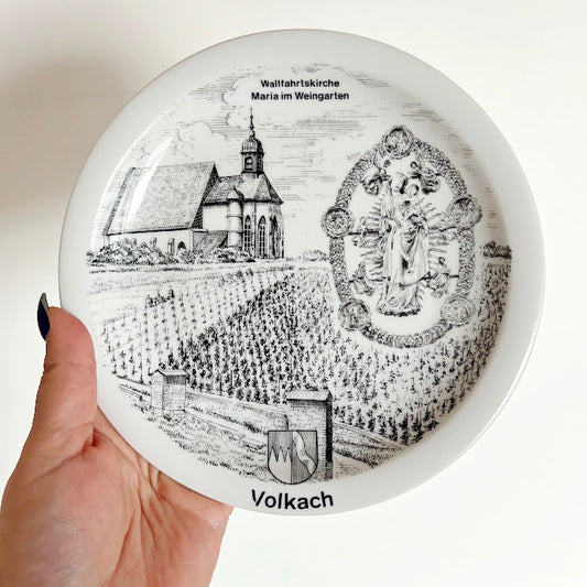 Vintage German Porcelain Collector Plate Volkach – Wallfahrtskirche Maria im Weingarten – Winterling Bavaria Schwarzenbach – Souvenir Plate