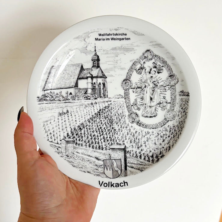 Vintage German Porcelain Collector Plate Volkach – Wallfahrtskirche Maria im Weingarten – Winterling Bavaria Schwarzenbach – Souvenir Plate