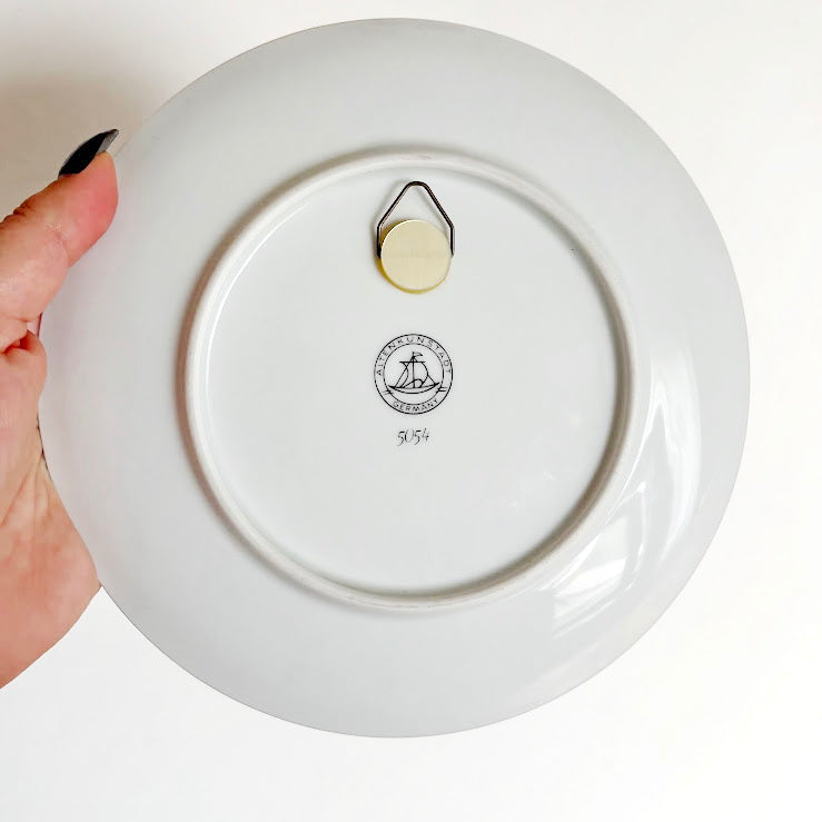 Vintage Altenkunstadt Germany Wall Plate - Tückelhausen Kartäuserkloster Monastery - Black White Ceramic Hanging Plate