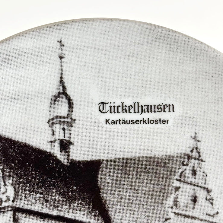Vintage Altenkunstadt Germany Wall Plate - Tückelhausen Kartäuserkloster Monastery - Black White Ceramic Hanging Plate