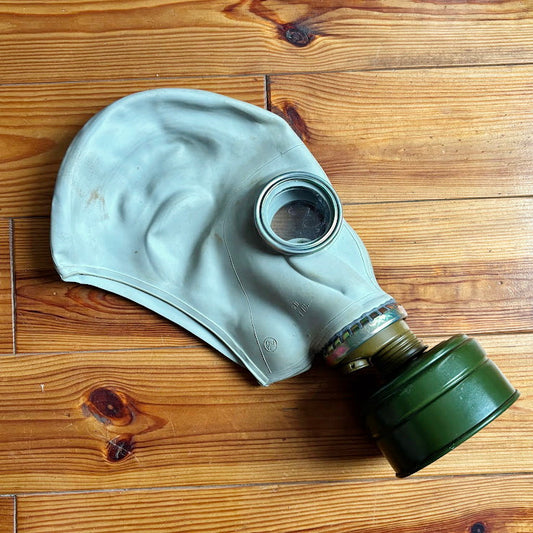 Vintage Soviet Gas Mask GP-5 with Filter and Canvas Bag - USSR Military Respirator - Retro Industrial Decor - 1970s-1980s Authentic Surplus