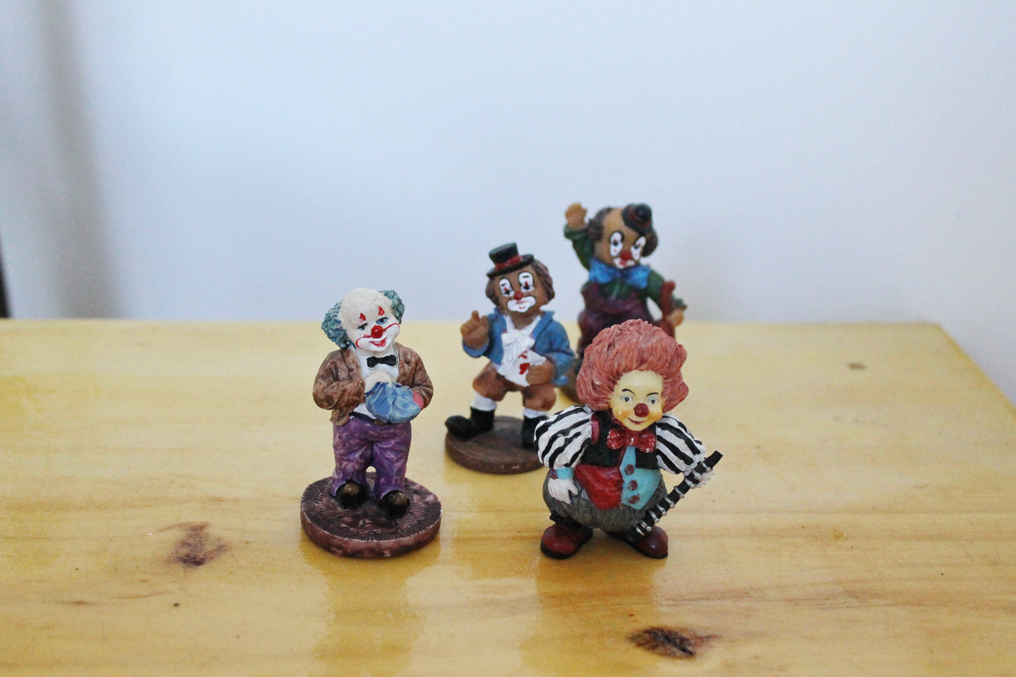 Set of four vintage solid clay figurines - Clowns - 2.8 inches each - Germany statue - vintage Germany clay vintage figurine - 1970-80s