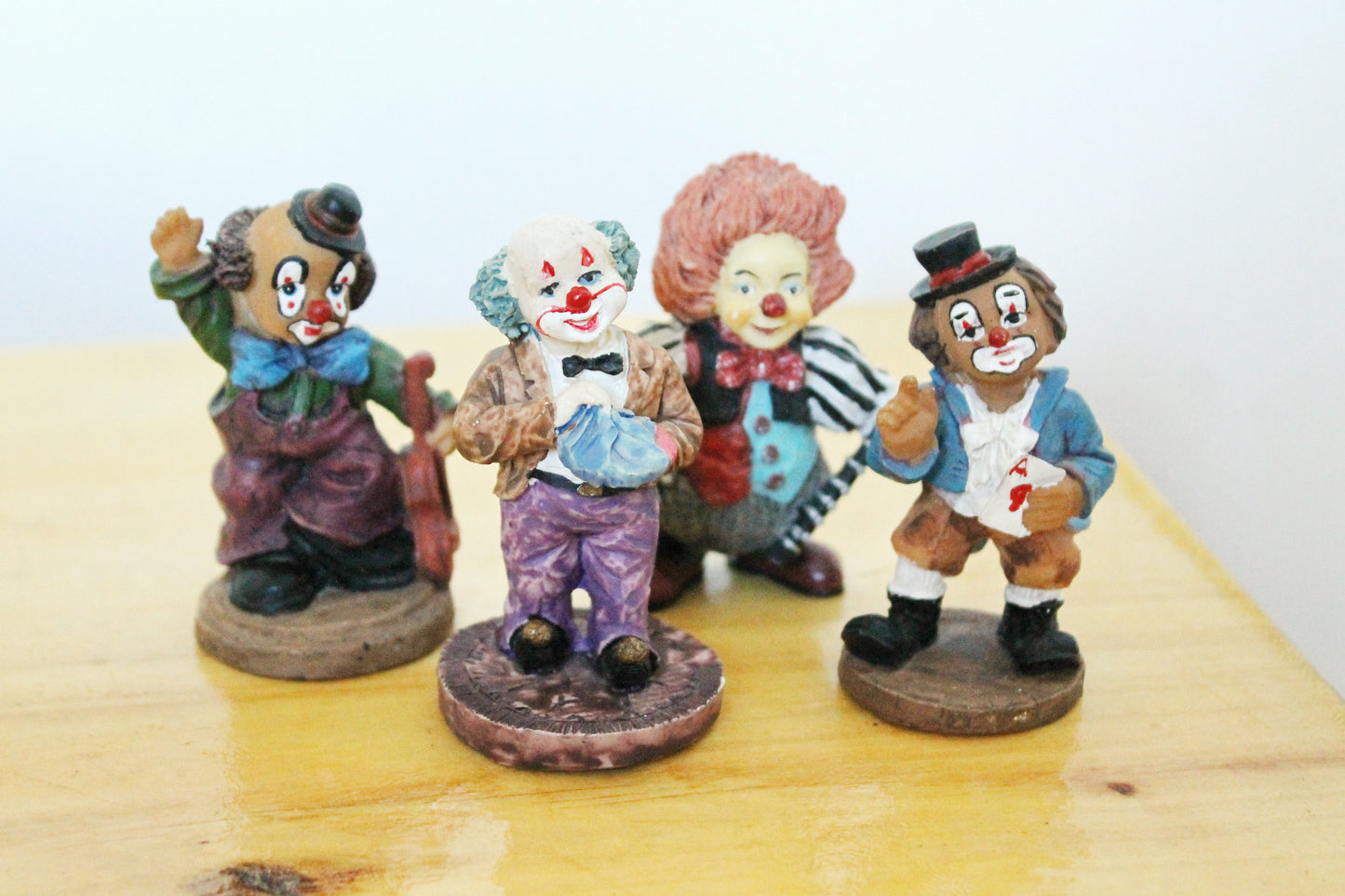 Set of four vintage solid clay figurines - Clowns - 2.8 inches each - Germany statue - vintage Germany clay vintage figurine - 1970-80s