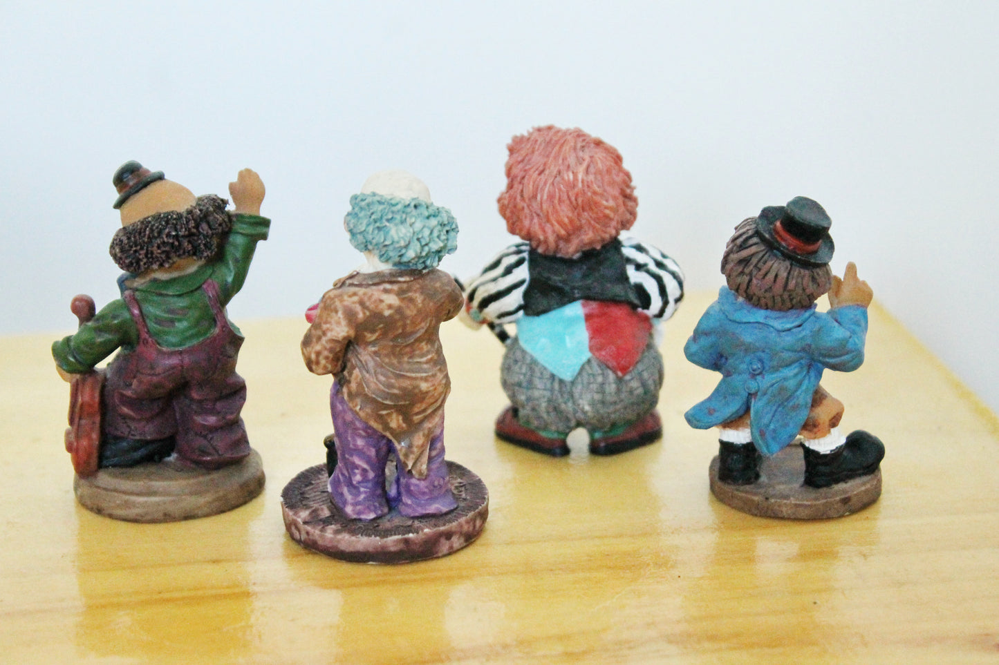 Set of four vintage solid clay figurines - Clowns - 2.8 inches each - Germany statue - vintage Germany clay vintage figurine - 1970-80s