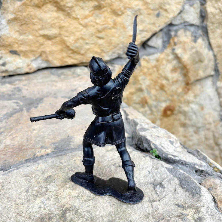 Vintage Soviet-Era Large Plastic Viking Warrior Figurine – 18 cm USSR Brown Toy Soldier