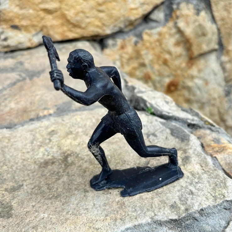 Vintage USSR Caveman Figurine 17 cm – Prehistoric Plastic Toy – Stone Axe Figure – 1970s Soviet Collectible