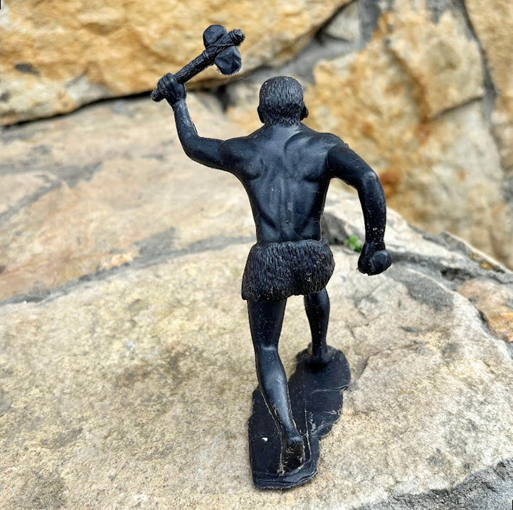 Vintage USSR Caveman Figurine 17 cm – Prehistoric Plastic Toy – Stone Axe Figure – 1970s Soviet Collectible