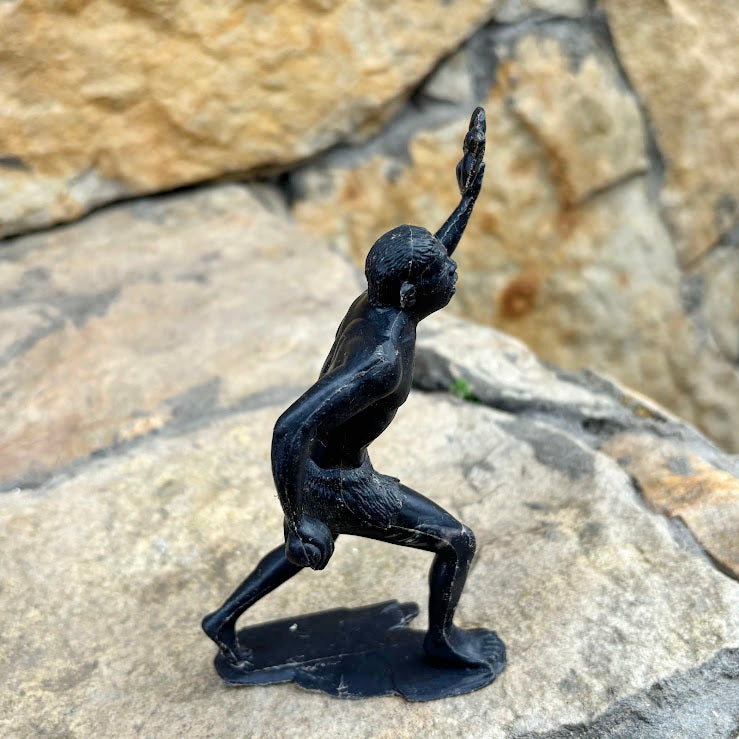 Vintage USSR Caveman Figurine 17 cm – Prehistoric Plastic Toy – Stone Axe Figure – 1970s Soviet Collectible