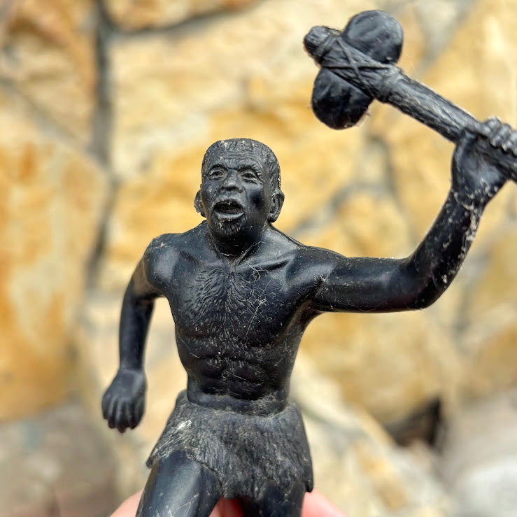 Vintage USSR Caveman Figurine 17 cm – Prehistoric Plastic Toy – Stone Axe Figure – 1970s Soviet Collectible