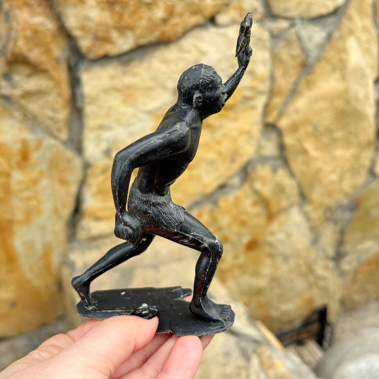 Vintage USSR Caveman Figurine 17 cm – Prehistoric Plastic Toy – Stone Axe Figure – 1970s Soviet Collectible